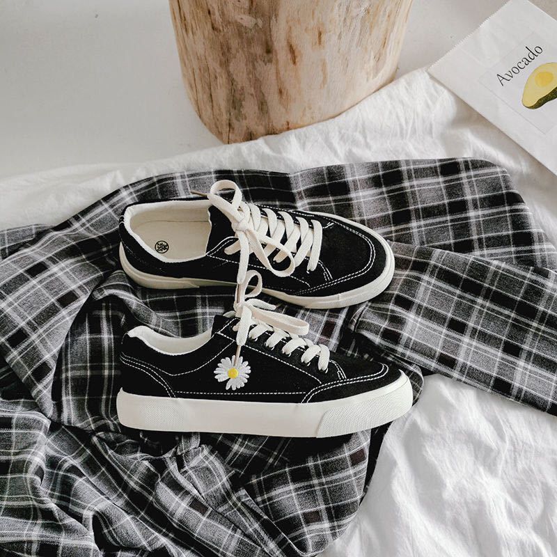 Spring Little White Shoes Women's New Little Daisy Canvas Shoes