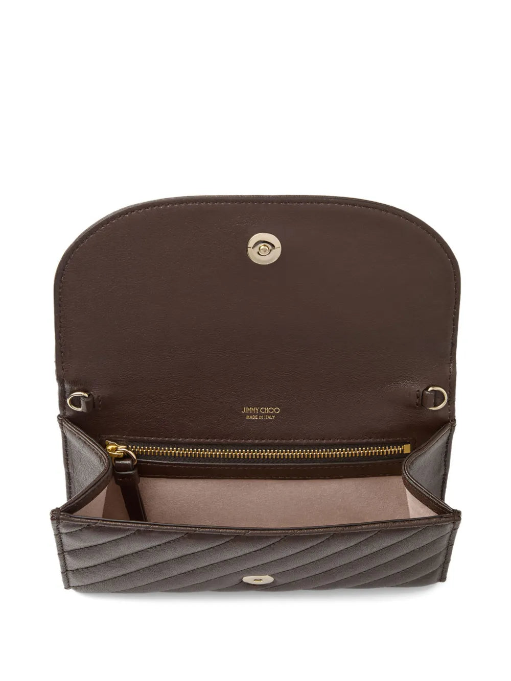 Jimmy ChooCurve quilted clutch bag