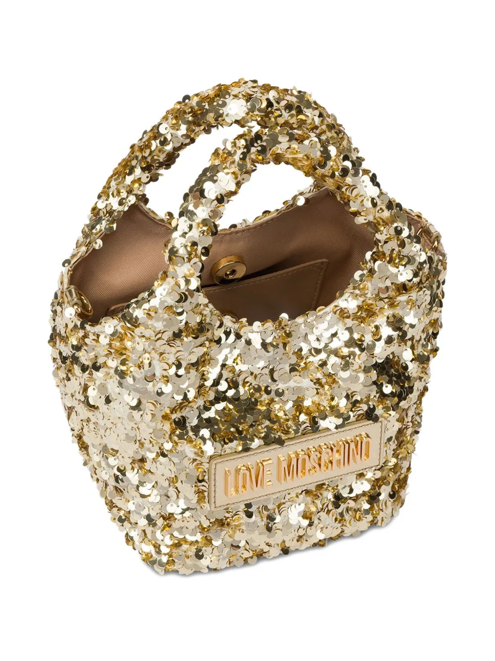 Love Moschinosequin embellished top-handle bag