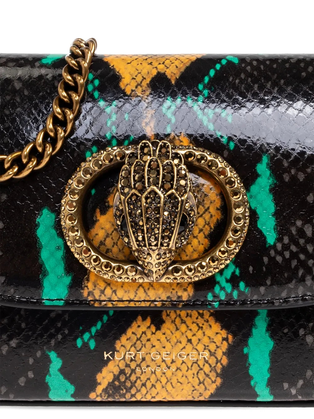 Kurt Geiger Londonsmall Chelsea snake-print chain cross-body bag