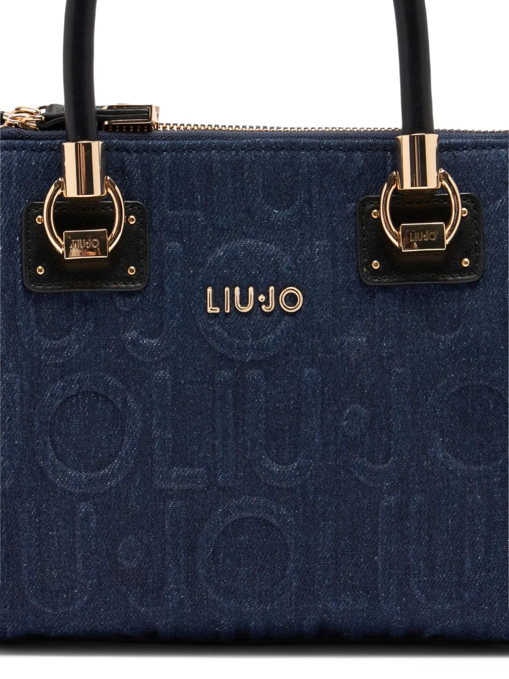 LIU JOsmall logo-embossed denim tote bag
