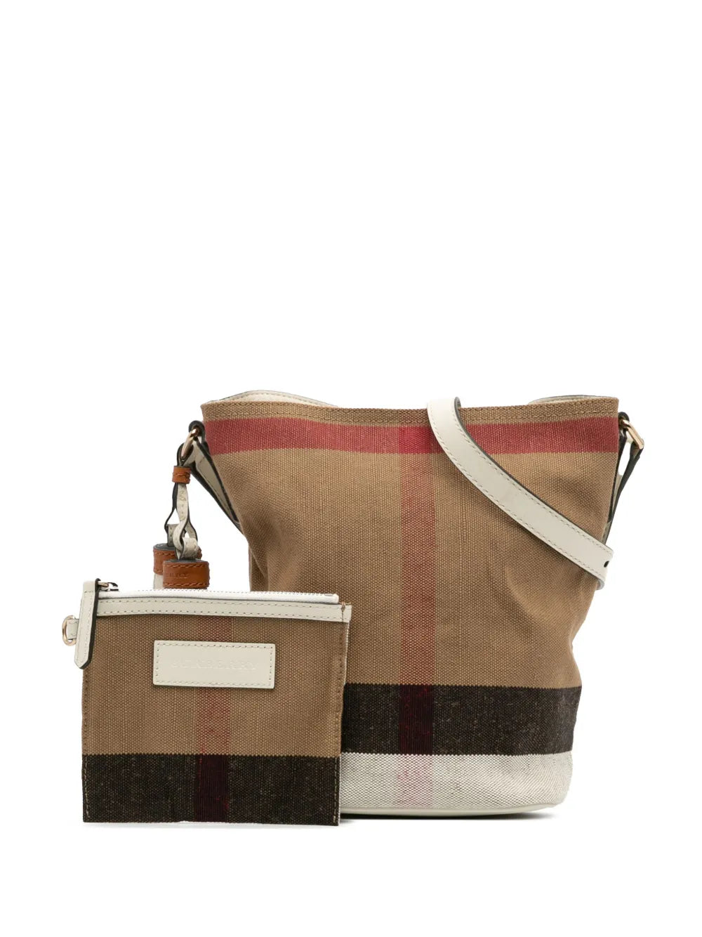 Pre-OwnedBurberry Pre-Owned2000-2017 Mini Mega Check Canvas Ashby Tassel bucket bag