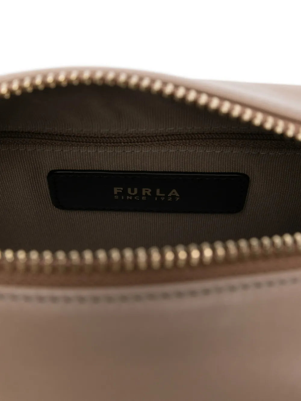 Furlazip-fastening leather shoulder bag