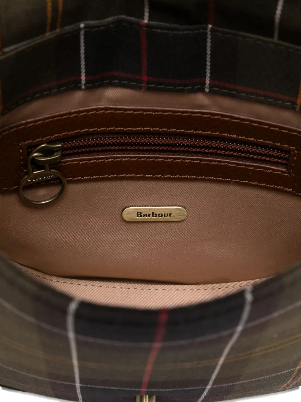 Barbourtartan-pattern buckled satchel bag
