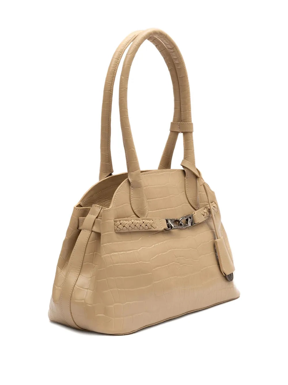 Islacroc-embossed braided shoulder bag