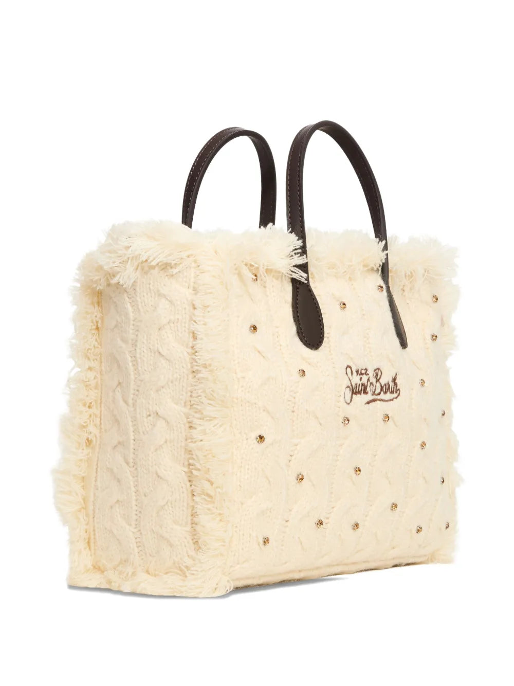 MC2 Saint BarthColette cable-knit fringed tote bag