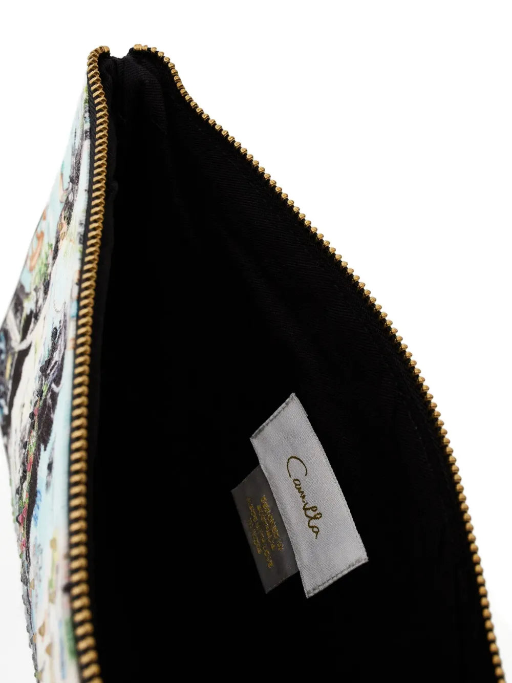 Camillapatterned anchor-charm clutch bag