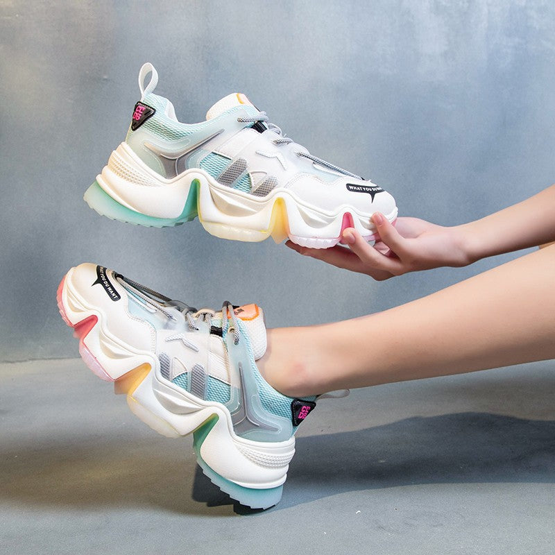 New rainbow jelly bottom women's shoes