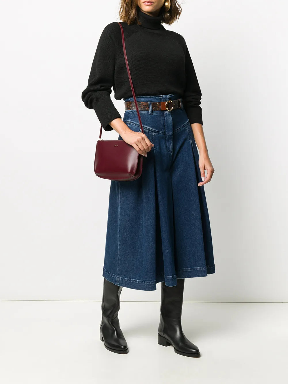 A.P.C.logo stamp shoulder bag