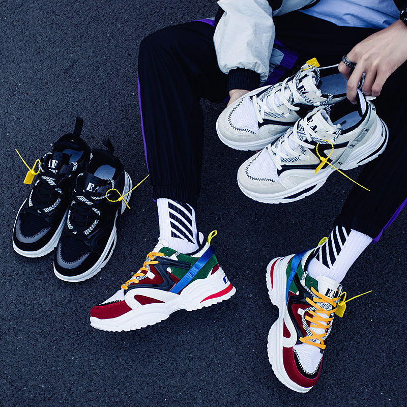 Spring New Men's Shoes Color Matching Old Shoes Thick-Soled Increased Shoes