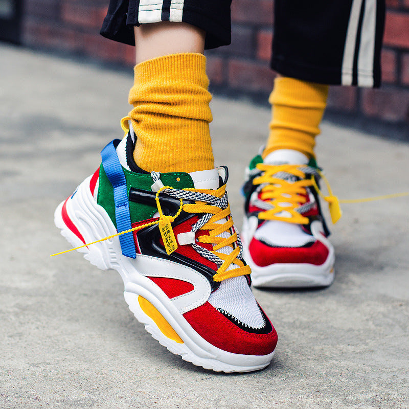 Spring New Men's Shoes Color Matching Old Shoes Thick-Soled Increased Shoes