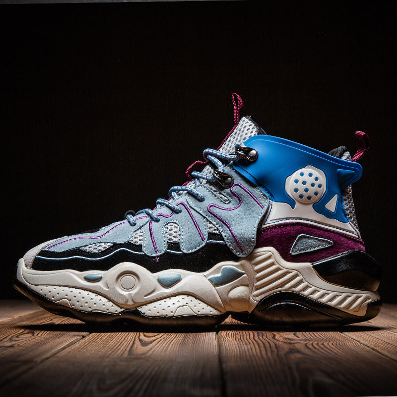 New Mid-top Men's Shoes Color Matching Sports Shoes Men's Height-increasing Casual Shoes