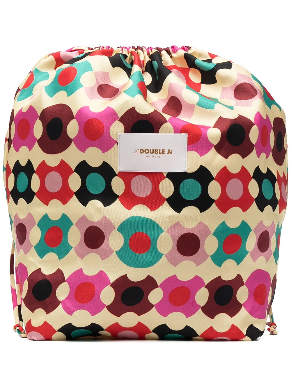 La DoubleJgeometric logo silk bucket bag