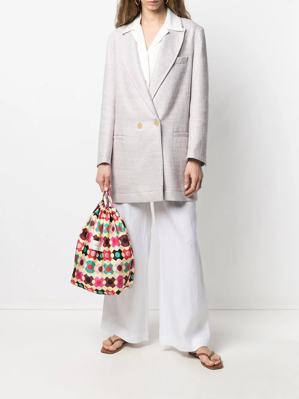 La DoubleJgeometric logo silk bucket bag