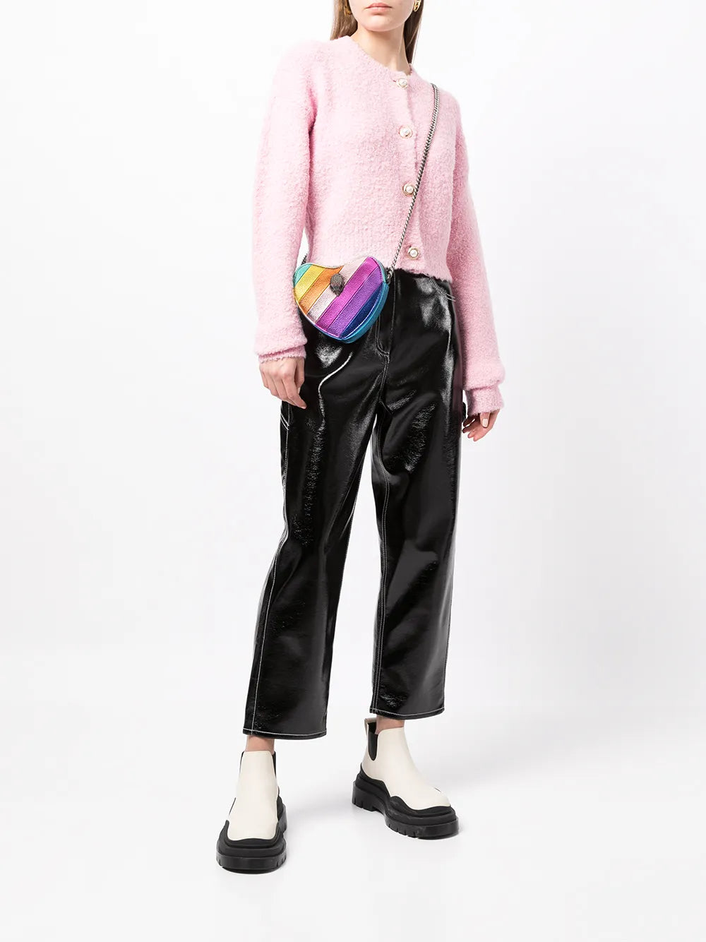 Kurt Geiger LondonKensington Heart stripe-print crossbody bag