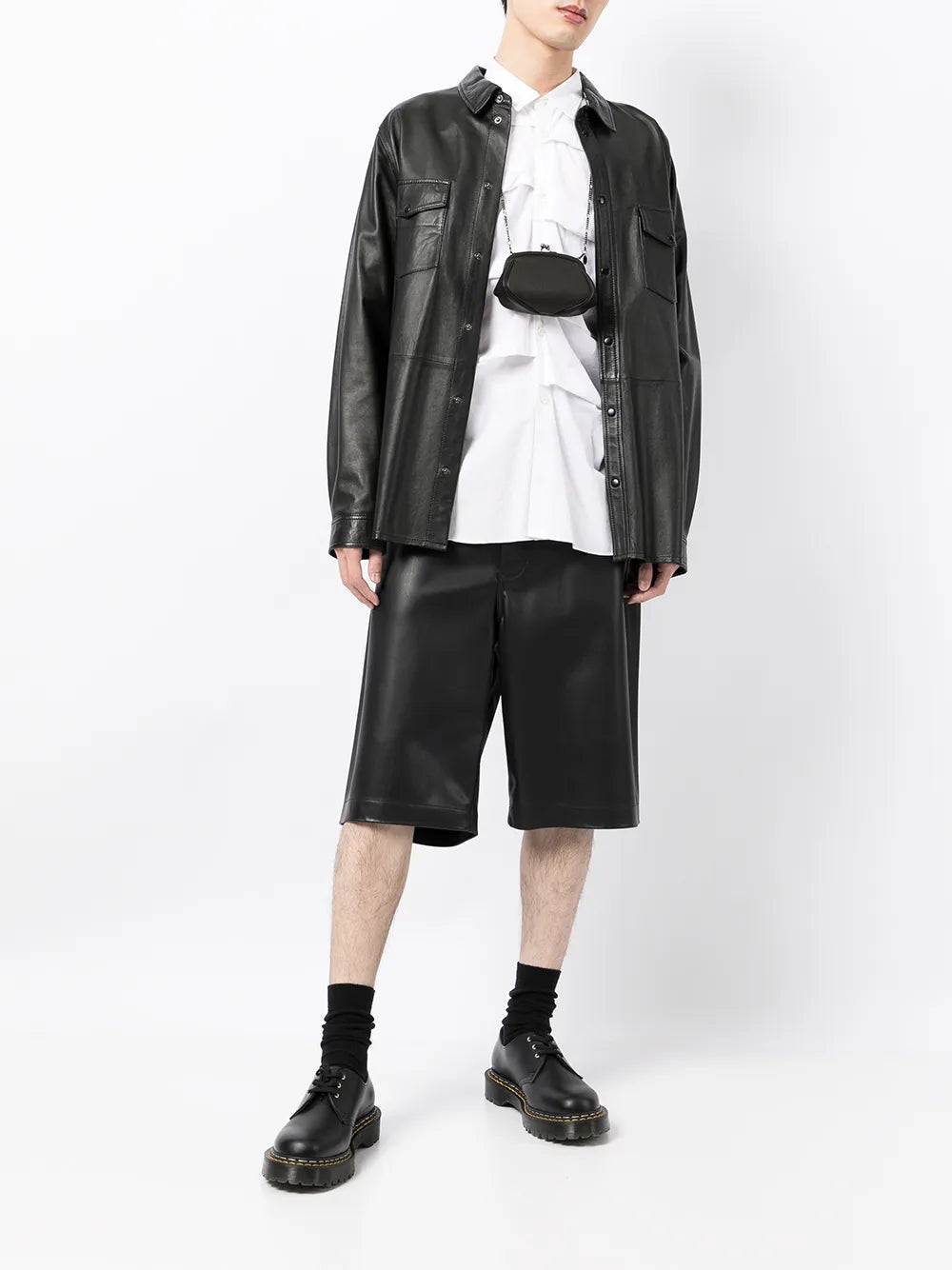 Discord Yohji Yamamotoclasp leather shoulder bag