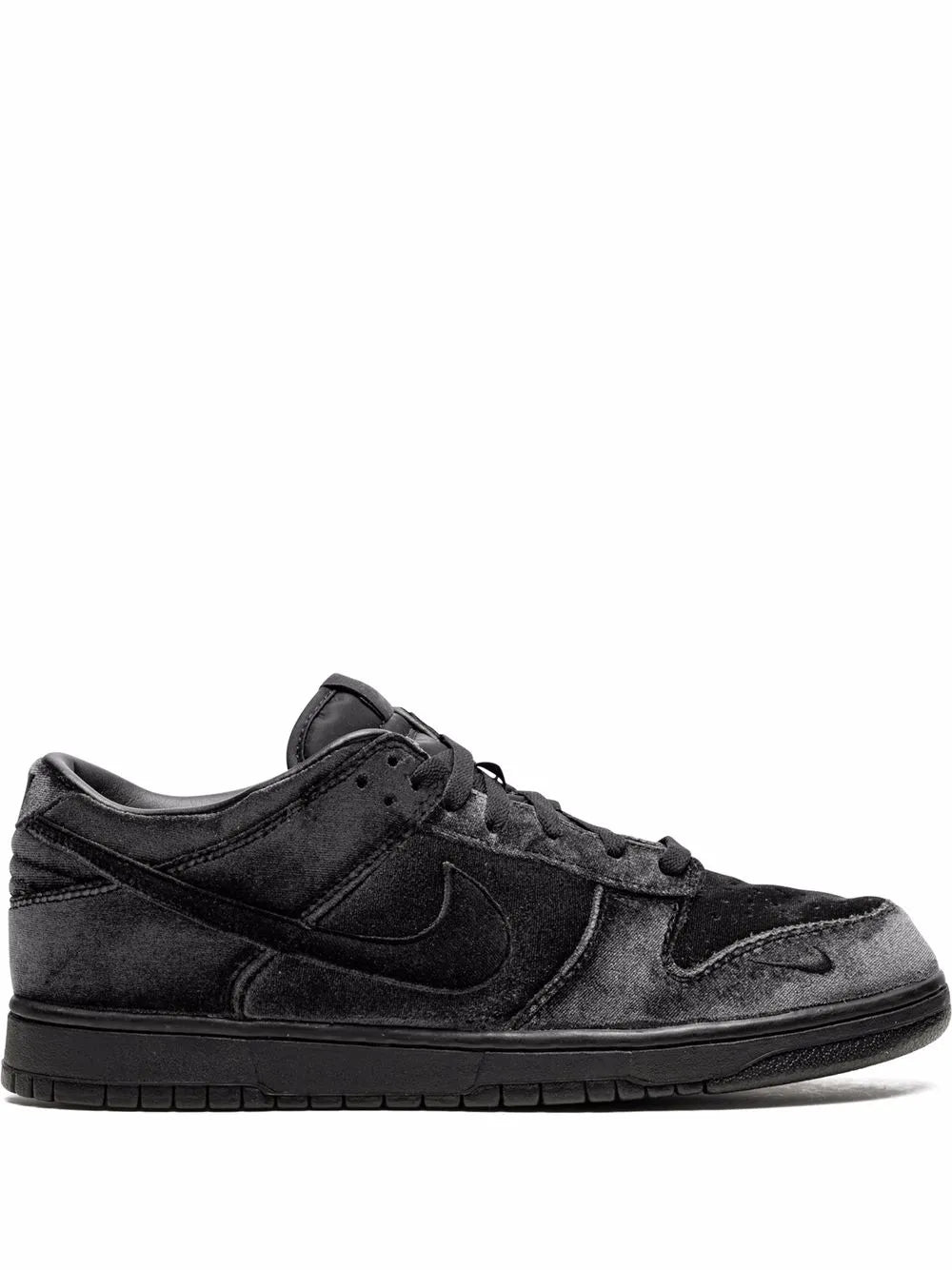 Nike X Dover Street Market Dunk Low Triple Black Velvet Sneakers