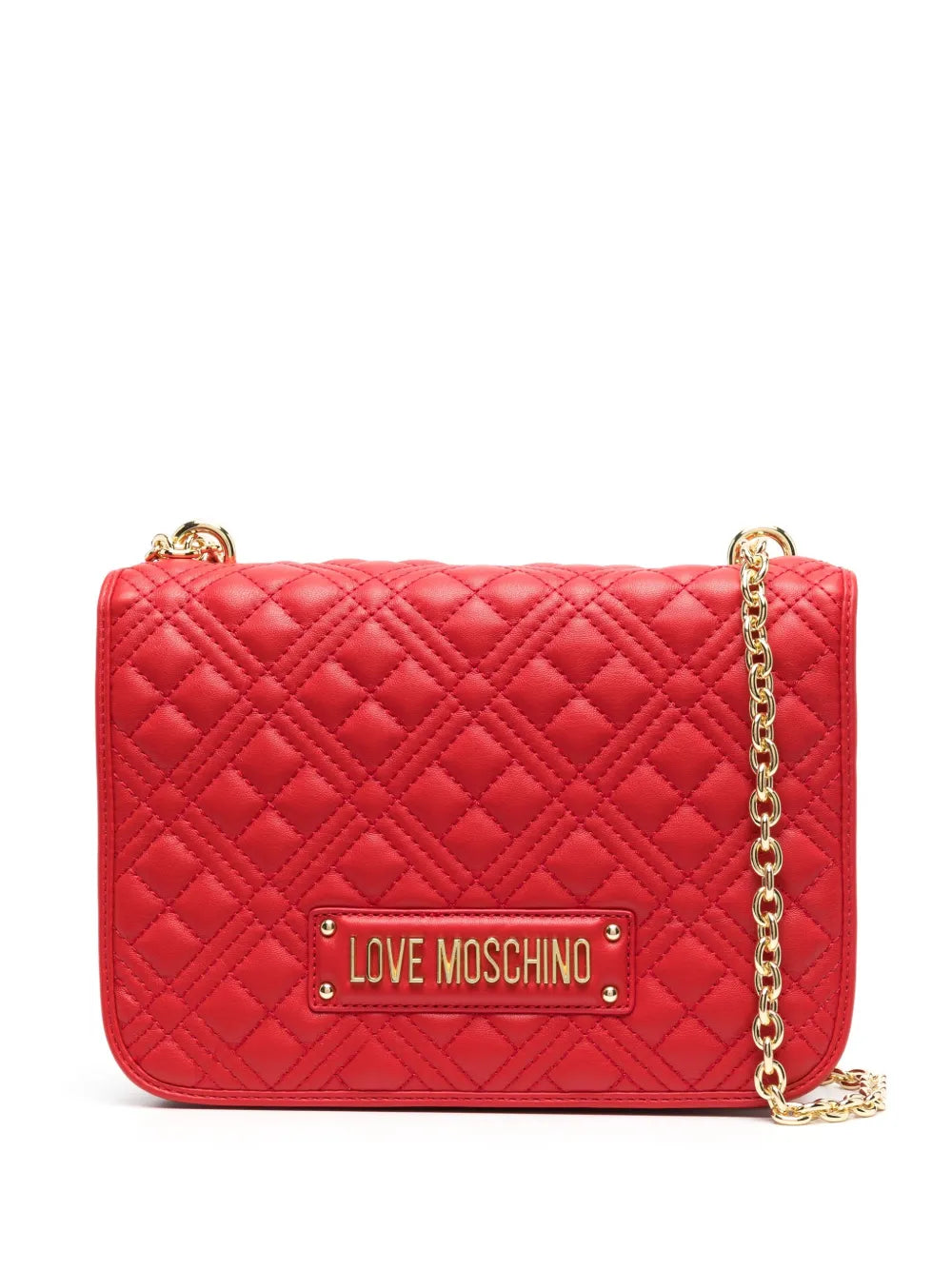 Love Moschinologo-plaque quilted shoulder bag