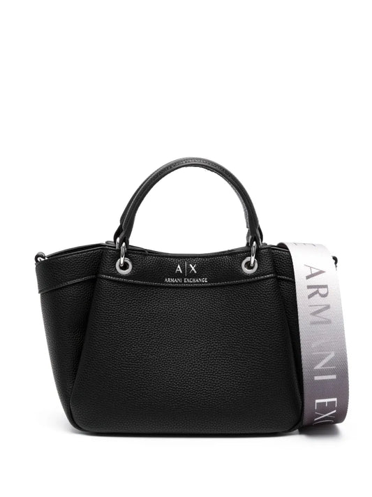 Armani Exchangelogo-debossed grained-texture tote bag