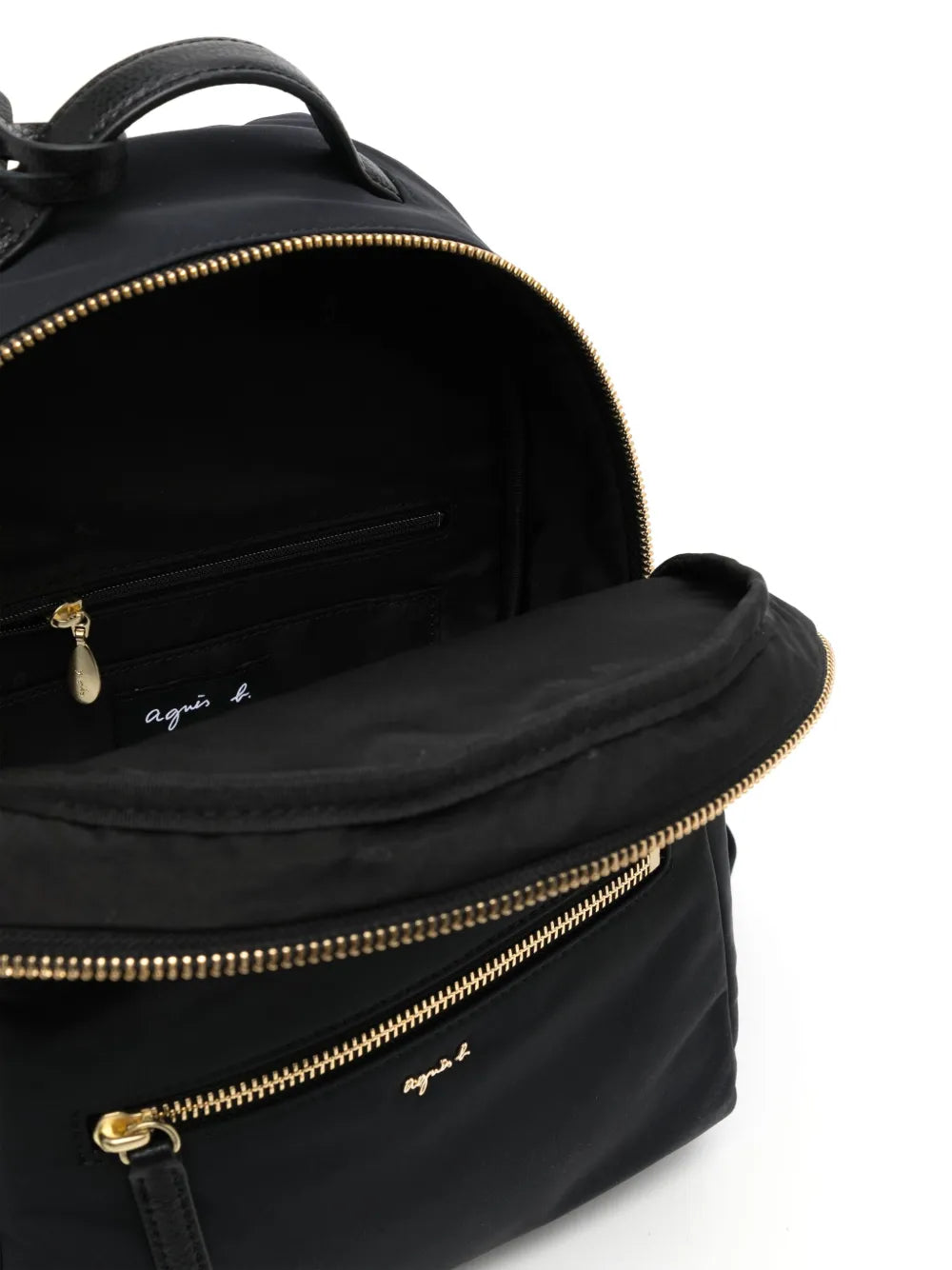 agn b. logo-plaque leather-trim backpack