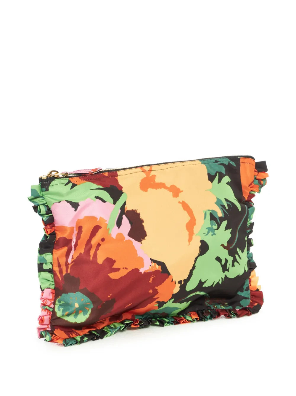La DoubleJfloral-print zipped clutch bag