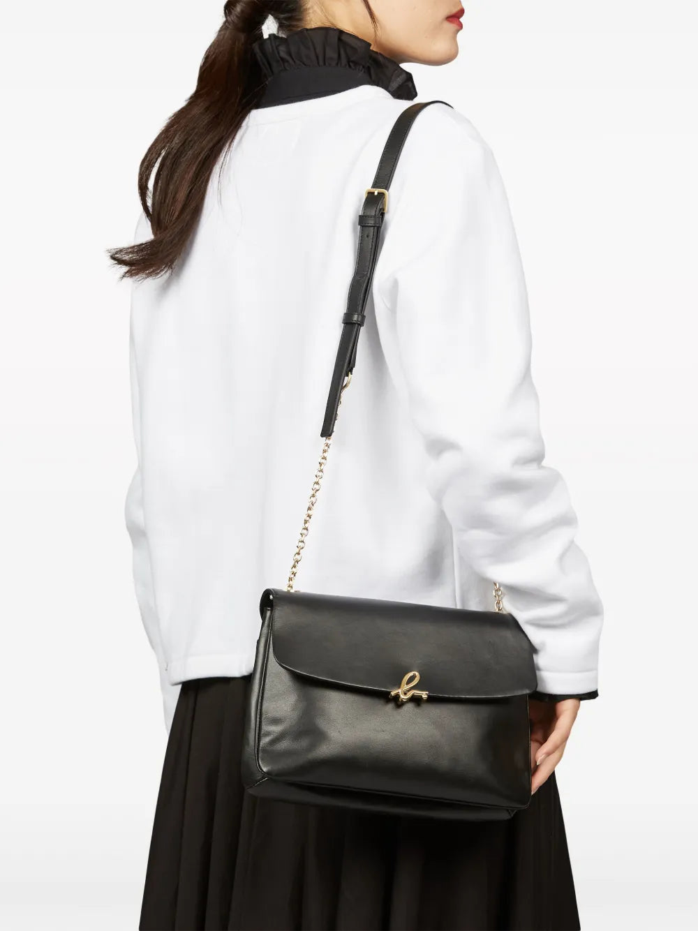 agn b. logo-clasp leather crossbody bag