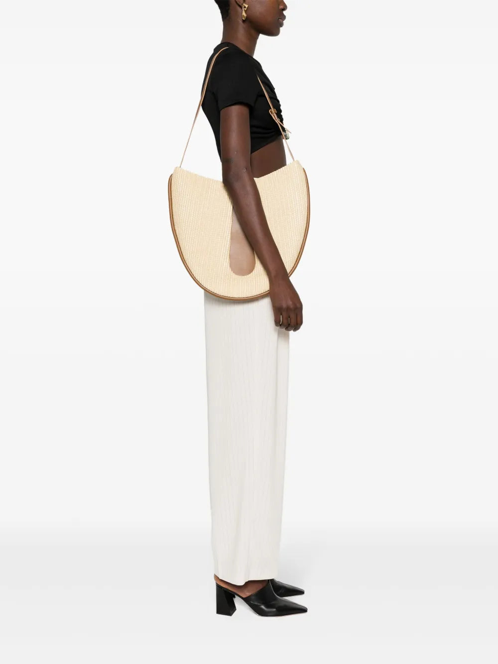 Themoirnterwoven panelled shoulder bag