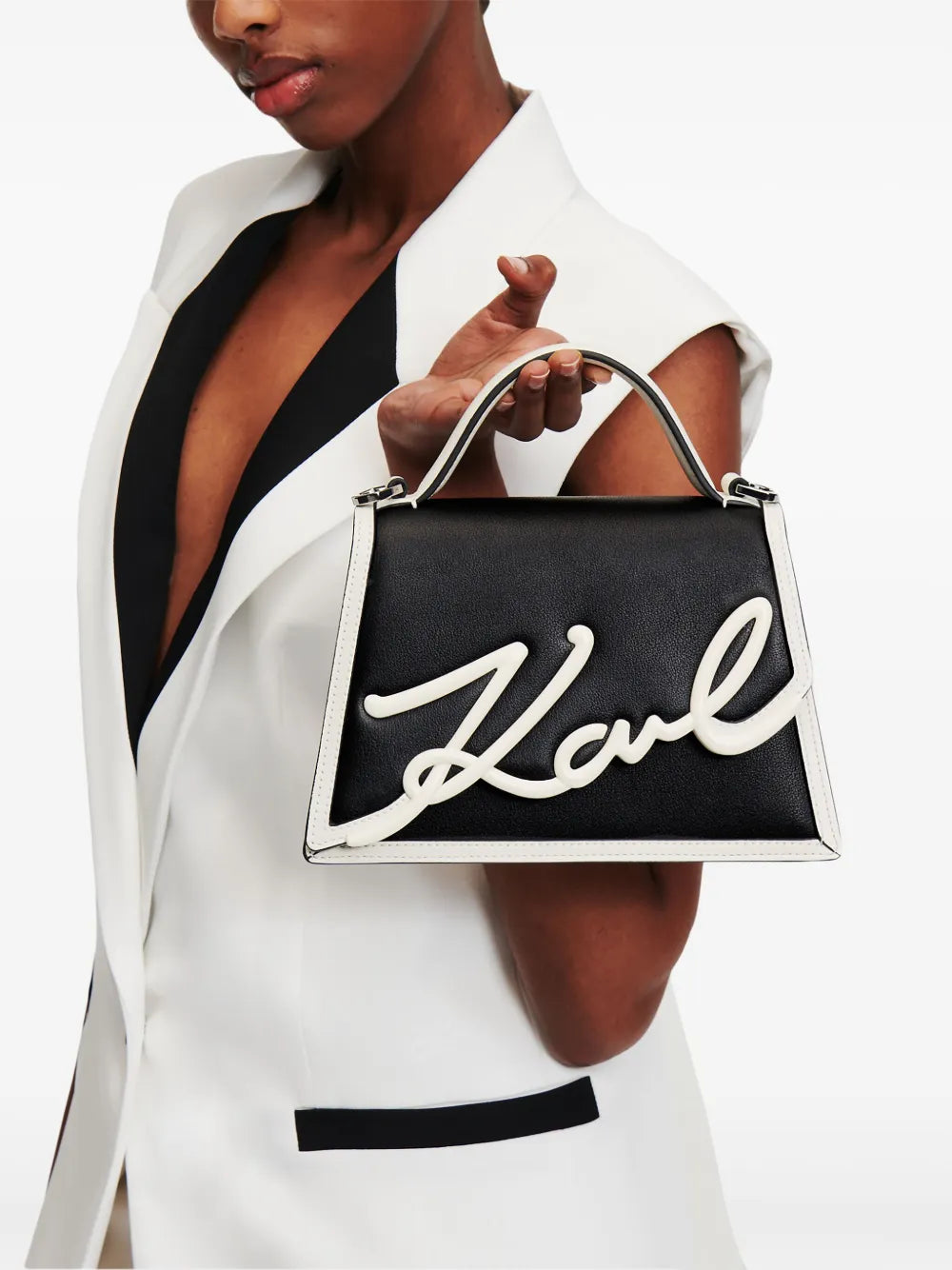 Karl LagerfeldSignature leather top-handle bag