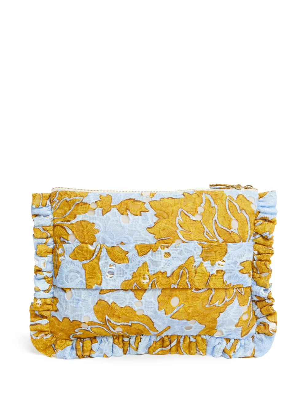 La DoubleJruffled guipure lace clutch