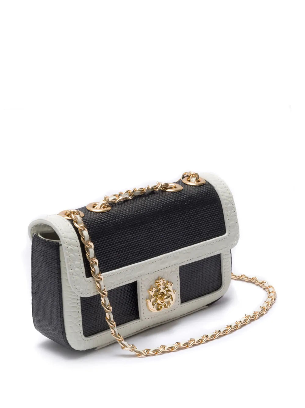 IslaAnne leather-trim straw crossbody bag