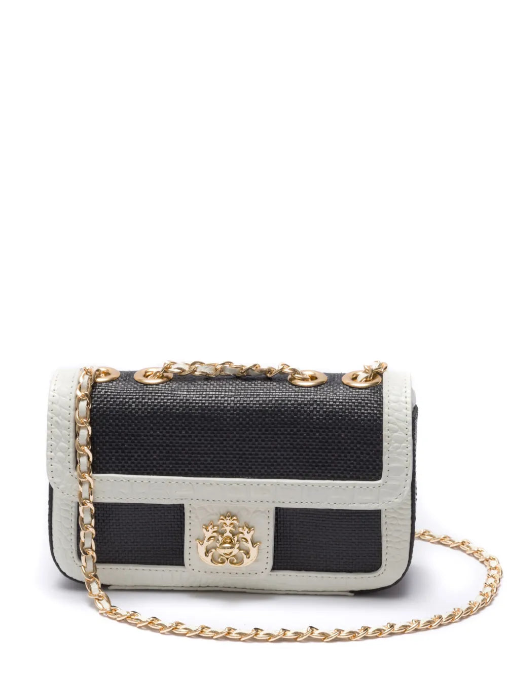 IslaAnne leather-trim straw crossbody bag