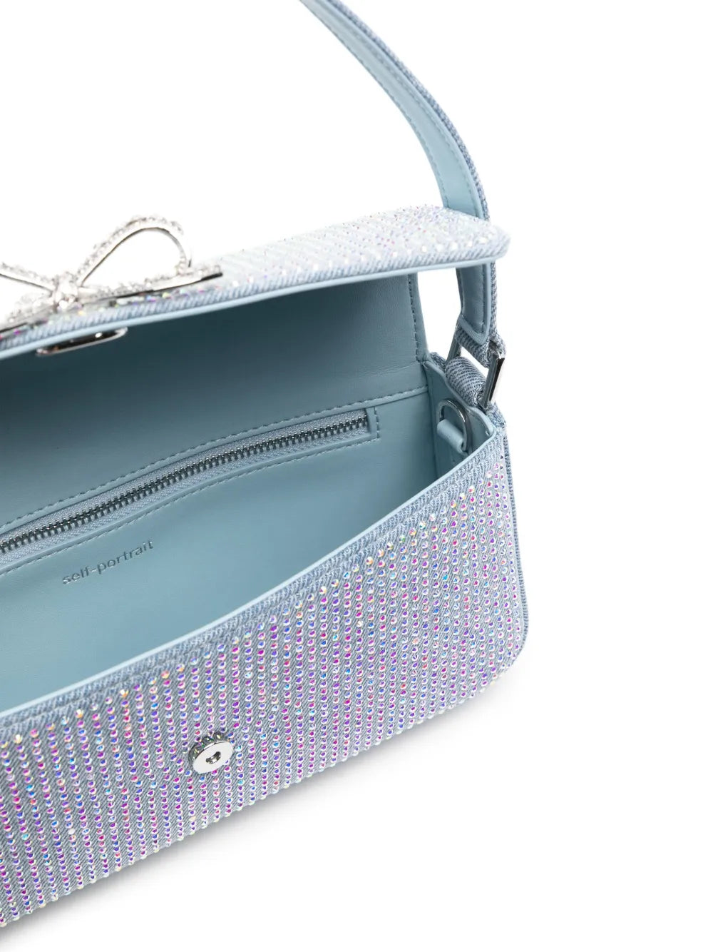 Self-Portraitrhinestone-embellished denim shoulder bag
