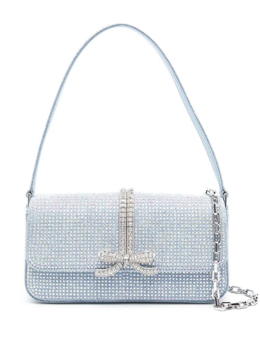 Self-Portraitrhinestone-embellished denim shoulder bag