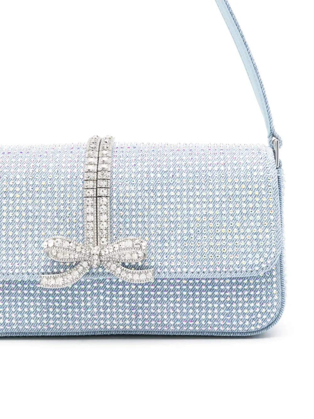 Self-Portraitrhinestone-embellished denim shoulder bag