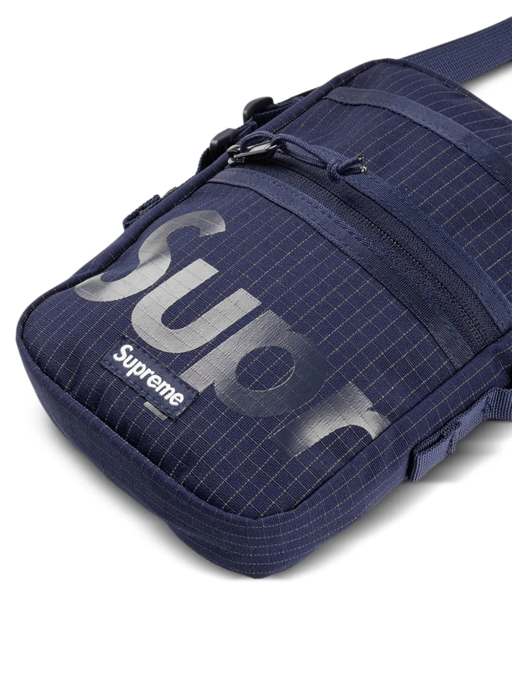 Supremelogo-print grid-pattern shoulder bag