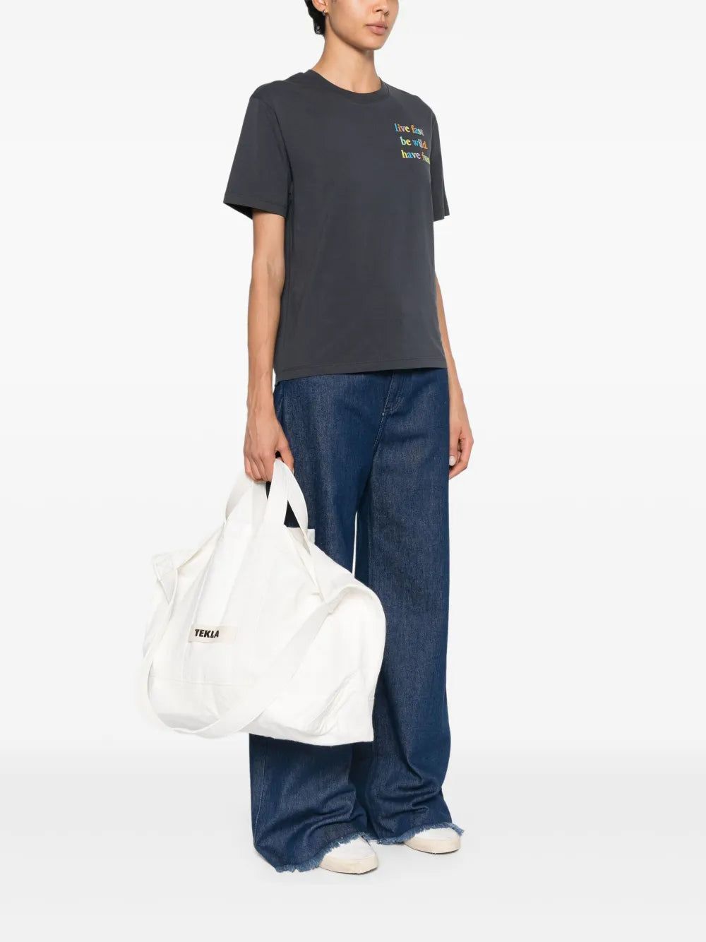 TEKLAlogo-embroidered beach bag