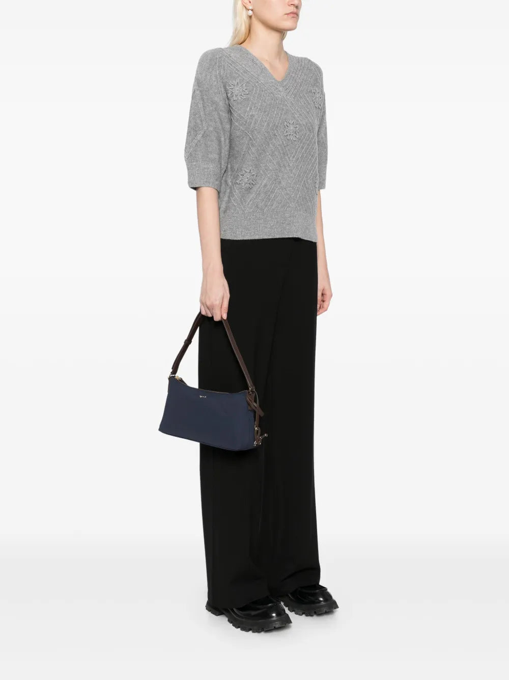 agn b. logo charm shoulder bag