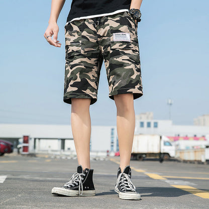 Washed Overalls Camouflage Shorts Men