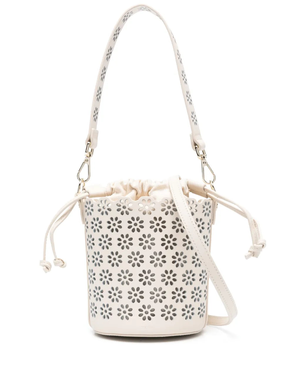 Majeperforated leather bucket bag