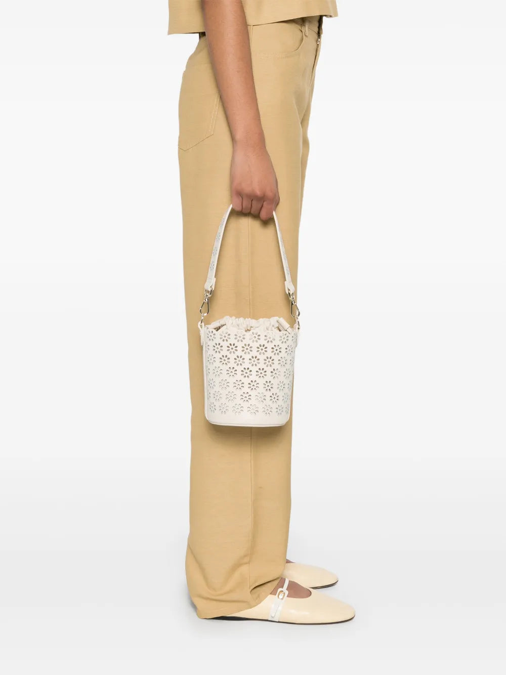 Majeperforated leather bucket bag