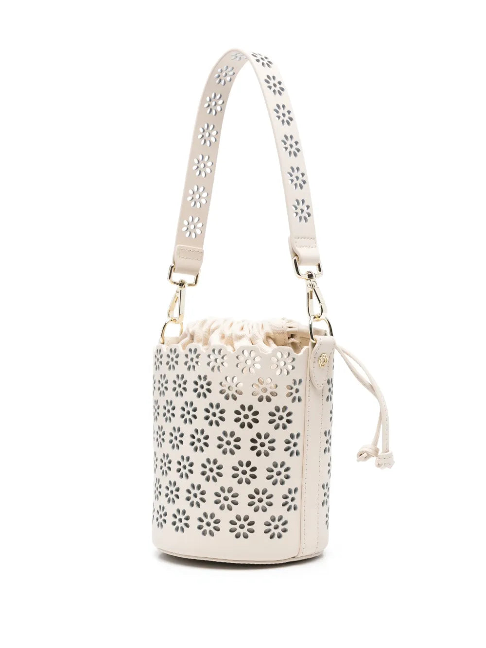 Majeperforated leather bucket bag