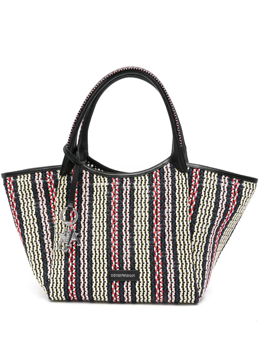 New SeasonEmporio Armanibasket-weave tote bag