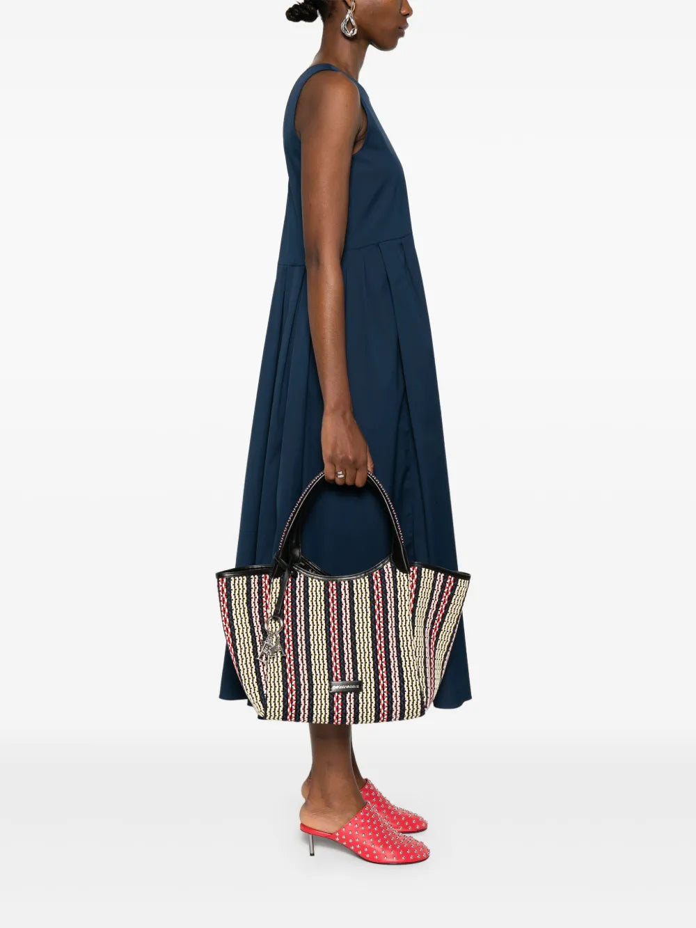 New SeasonEmporio Armanibasket-weave tote bag
