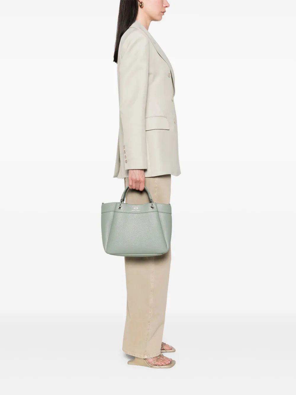 Armani Exchangemedium logo-stamp tote bag