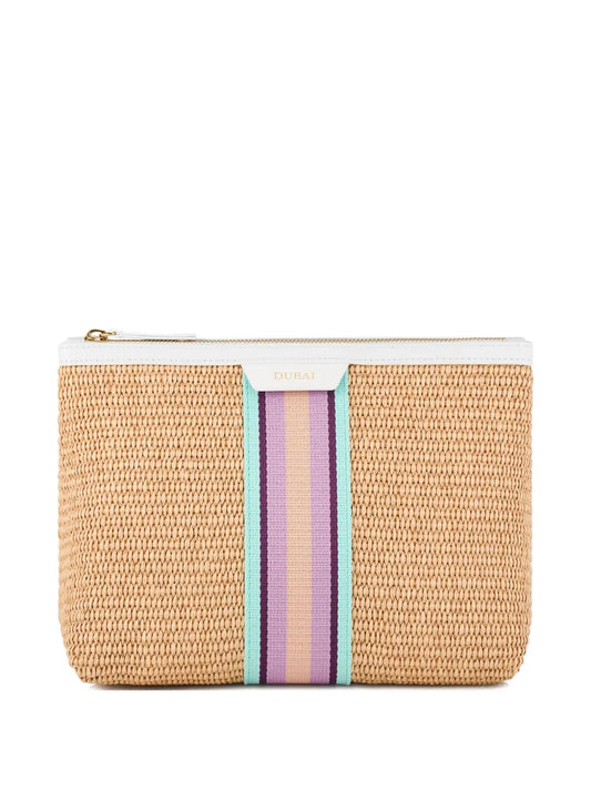 Aquazzuraraffia stripe clutch bag