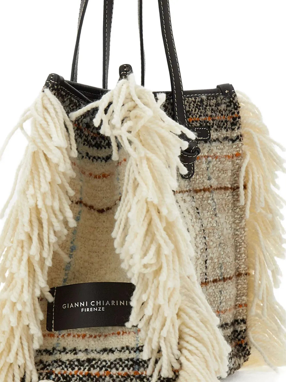 GIANNI CHIARINIMarcella fringe plaid tote bag