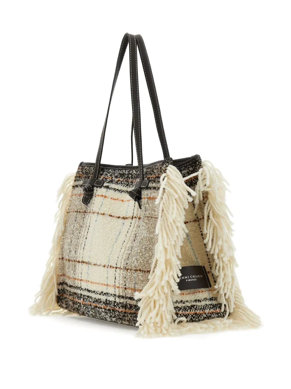 GIANNI CHIARINIMarcella fringe plaid tote bag