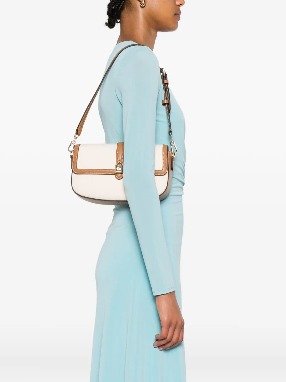 Karl Lagerfeldleather-trimmed canvas shoulder bag