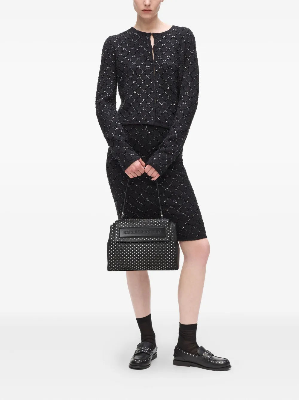 Karl LagerfeldIkon K/Stud-embellished top-handle bag
