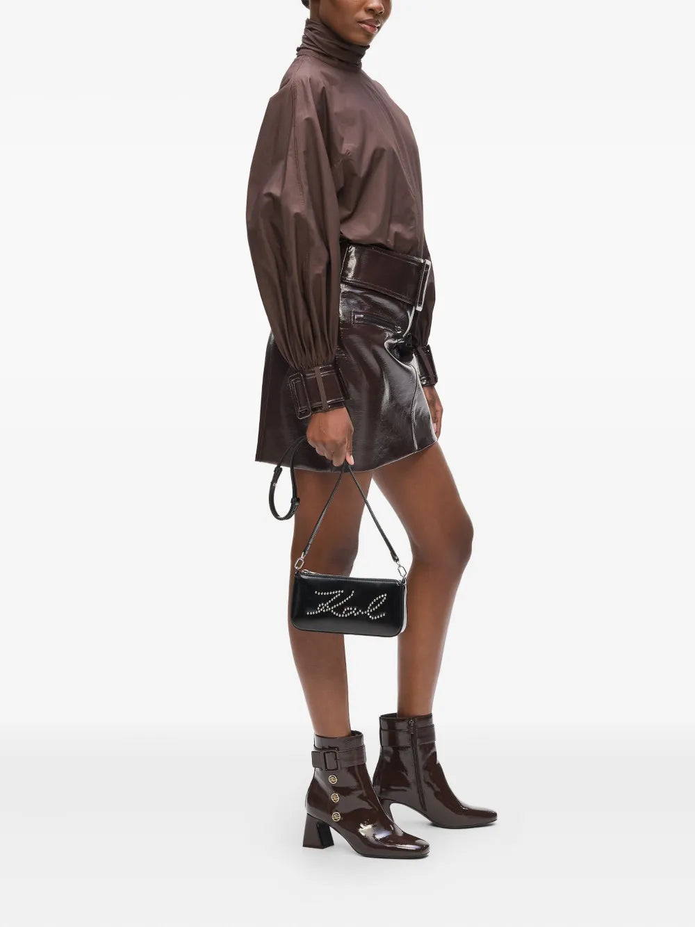 Karl Lagerfeldstud-embellished crossbody pouch
